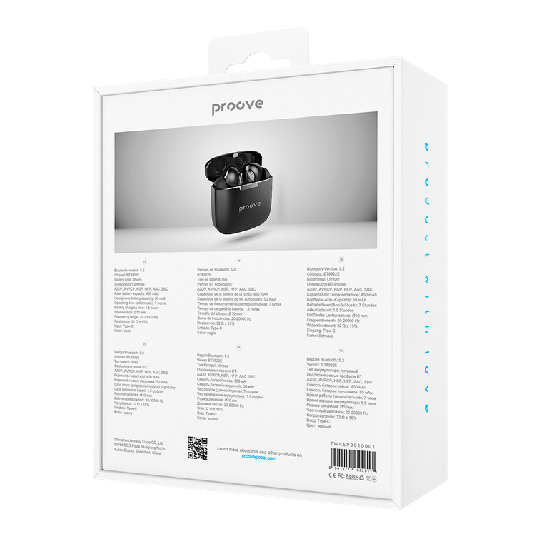 Proove langattomat kuulokkeet Cold Sound Pro ANC:llä, musta