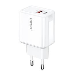 BWOO-sein&auml;laturi CDA182 QC 38W 1x USB-A + 1x USB-C valkoinen
