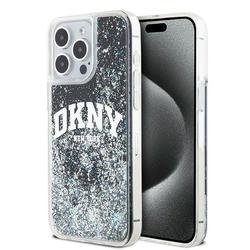 DKNY-suojakuori iPhone 15 Pro Max 6,7":lle DKHCP15XLBNAEK mustat nestekimalteet ja kaarilogo.