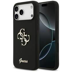 Guess Silicone Big 4G Script -suojakuori iPhone 17 Pro Maxille, musta