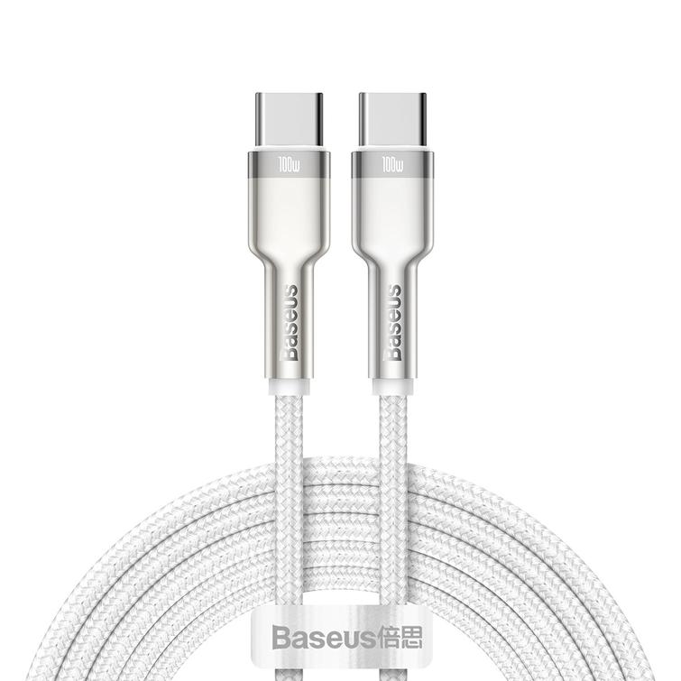 Baseus-kaapeli Cafule Metal PD USB-C - USB-C 2,0 m valkoinen 100W