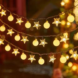 LED GARLAND 1,5M (10 LED LAMPS) USB BALCONY STARS + BALLS WARM WHITE