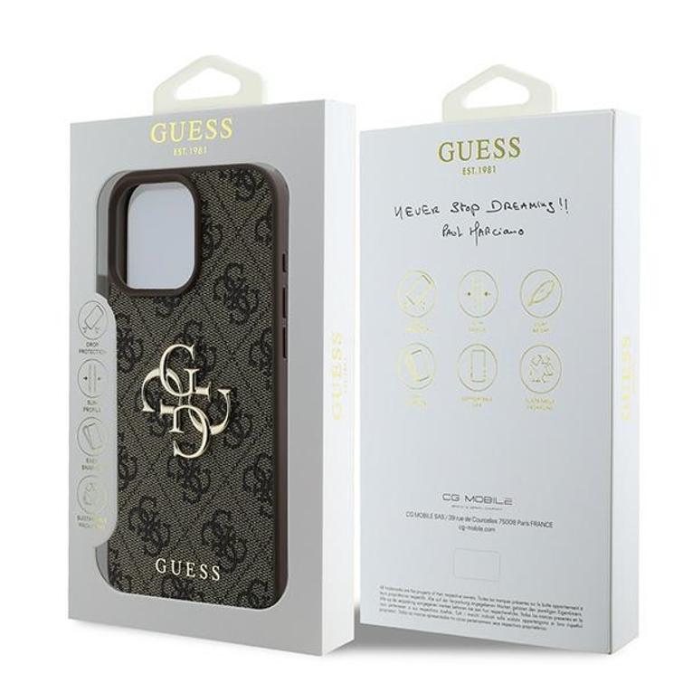 Guess iPhone 16 Pro 6,3" suojakuori GUHCP16L4GMGBR 4G:lle, iso logo, ruskea