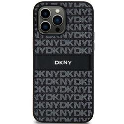 DKNY-suojakuori Samsung Galaxy S24 Plus -puhelimelle DKHCS24MPRTHSLK musta HC PU toistuva tekstuurikuvio s&auml;vyraidalla