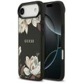 Guess Grained Flowers Classic Logo MagSafe -suojakuori iPhone Airille, musta