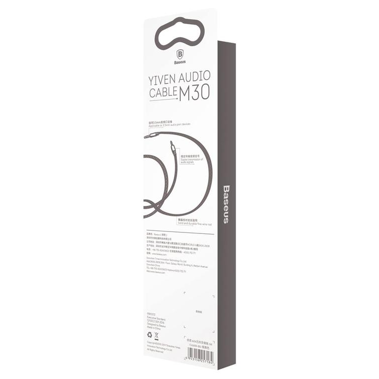 Baseus-&auml;&auml;nikaapeli Yiven M30 -liitin 3,5 mm -liitin 3,5 mm 1,0 m hopeanmusta