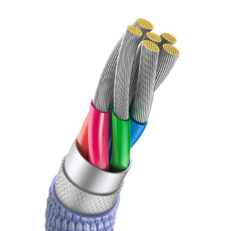 Baseus-kaapeli Crystal Shine USB - USB-C 1,2 m 100W violetti