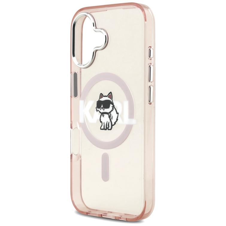 Karl Lagerfeld suojakuori iPhone 17 6,1" IML Choupette Sketch Logo MagSafe vaaleanpunainen