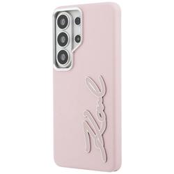 Karl Lagerfeld case Grained Signature Metal Resin Logo for Samsung Galaxy S26 Ultra pink