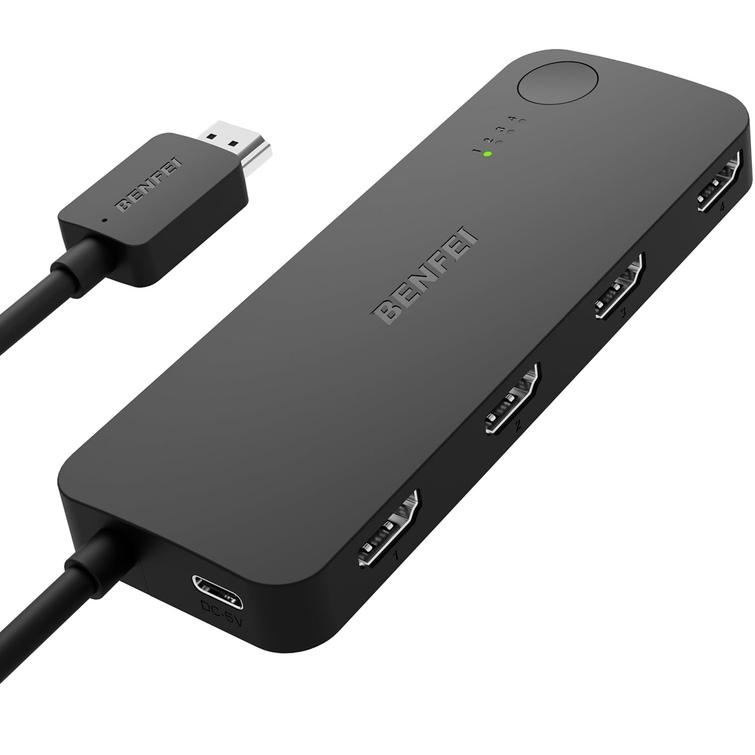 BENFEI switch HDMI 4 port 4K 60Hz 2K 144Hz HDCP 2.3 black