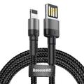 Baseus Cafule USB-Lightning-kaapeli 1,0 m 2,4A harmaanmusta kaksipuolinen USB