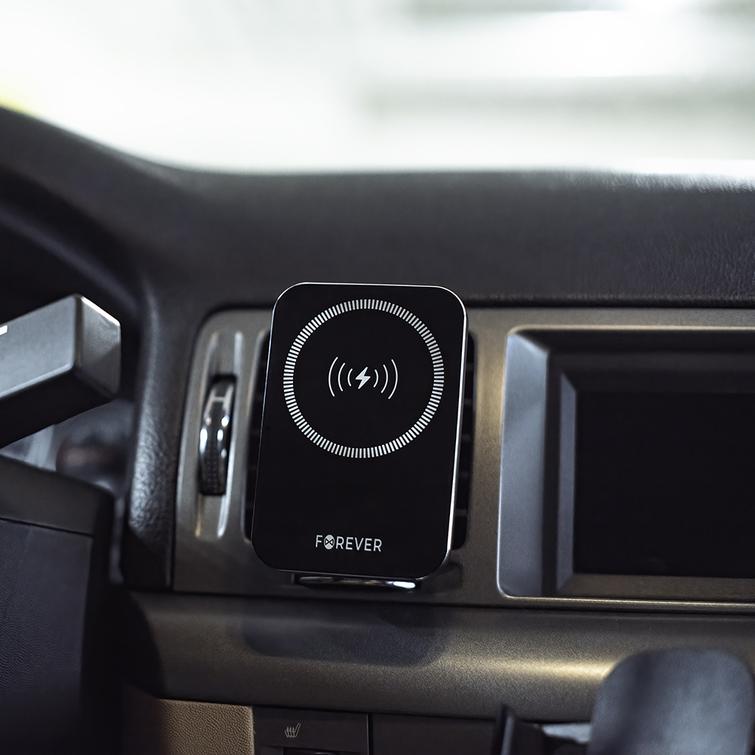 Forever auton pidike tuuletusritil&auml;&auml;n MACH-100 magneettinen langattomalla latauksella musta 15W