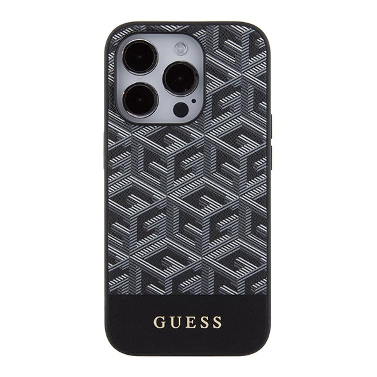 Guess iPhone 14 Pro Max 6,7" suojakuori GUHMP15XHGCFSEK musta HC MAGSAFE GCUBE PU STRIPE