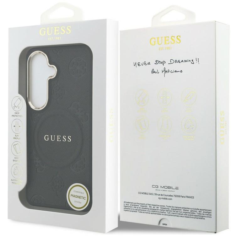 Guess case Saffiano Peony Embossed Ring MagSafe for Samsung Galaxy S26 Plus black