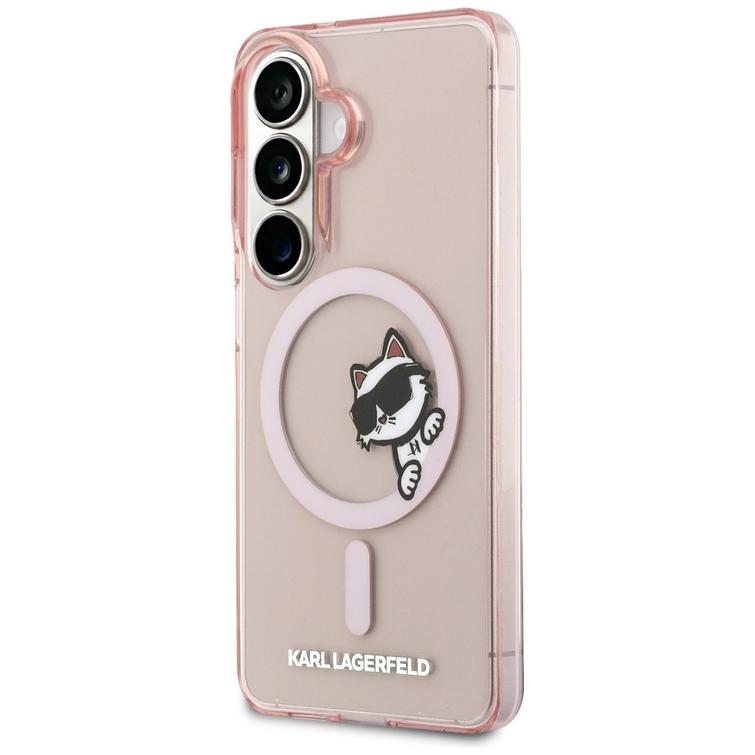 Karl Lagerfeld case IML Peekaboo Choupette MagSafe for Samsung Galaxy S26 pink
