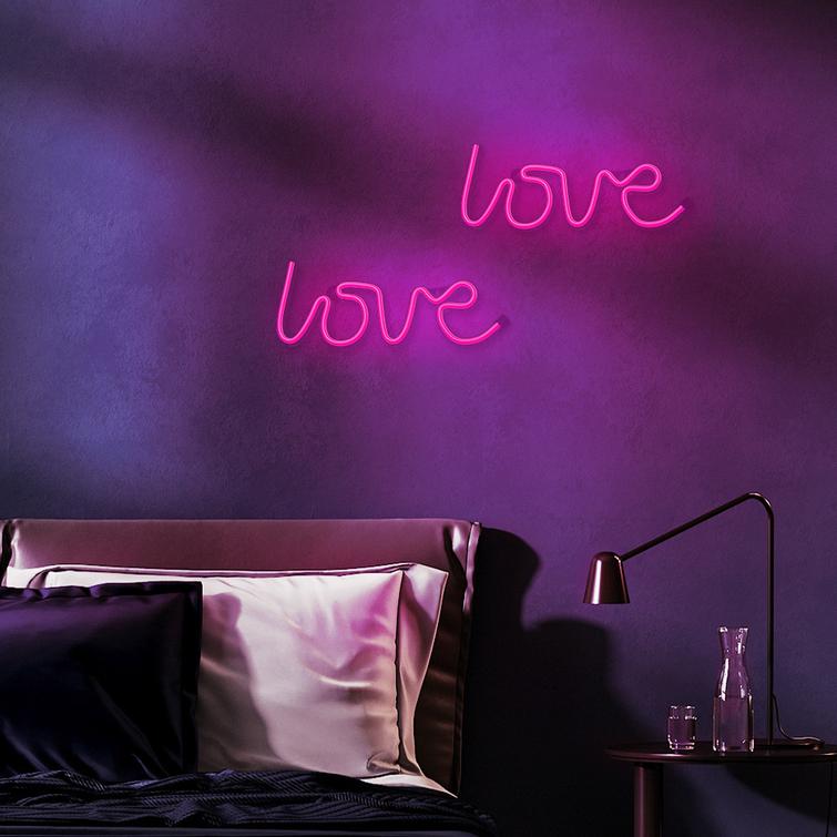 Neon LED-valo LOVE pinkki Lepakko + USB FLNE05 Forever Light
