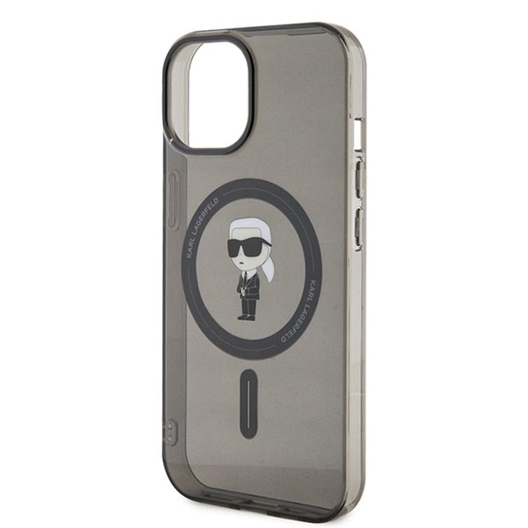 Karl Lagerfeld iPhone 15 6,1" KLHMP15SHFCKNOK -suojakuori, musta, kovakuori IML Ikonik MagSafe