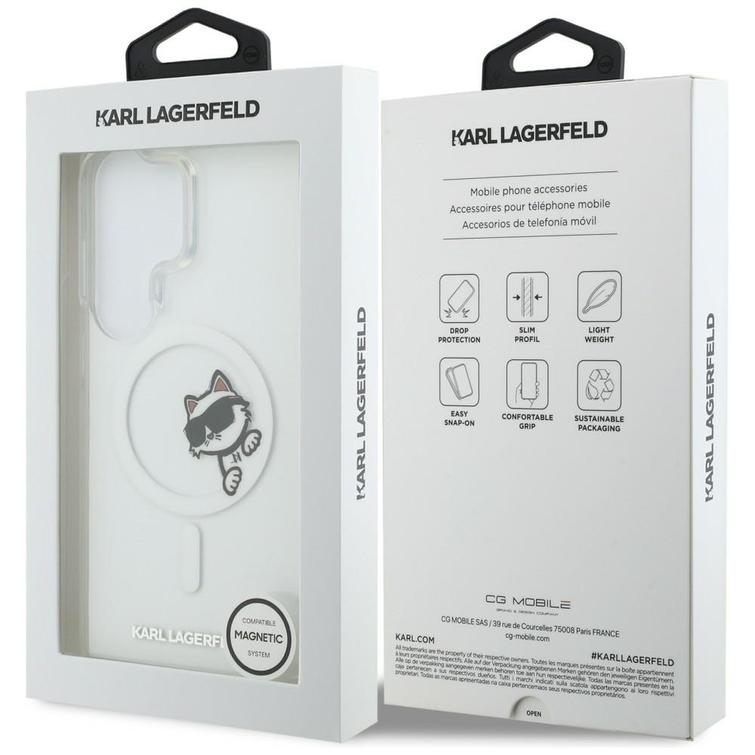 Karl Lagerfeld case IML Peekaboo Choupette MagSafe for Samsung Galaxy S26 Ultra transparent