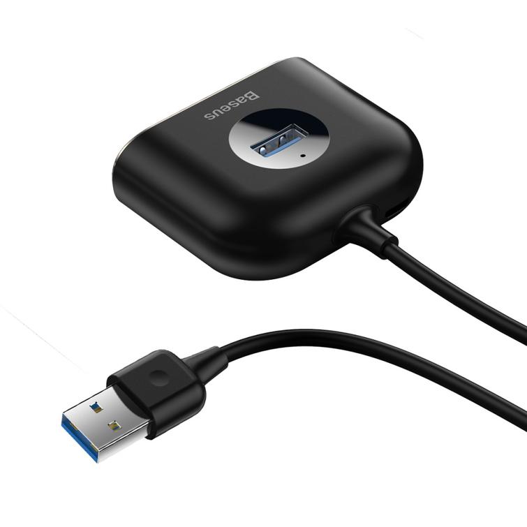 Baseus-sovitin HUB Square USB 3.0 - 4x USB musta