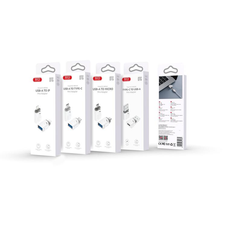 XO-sovitin NB256A OTG USB - Lightning, valkoinen
