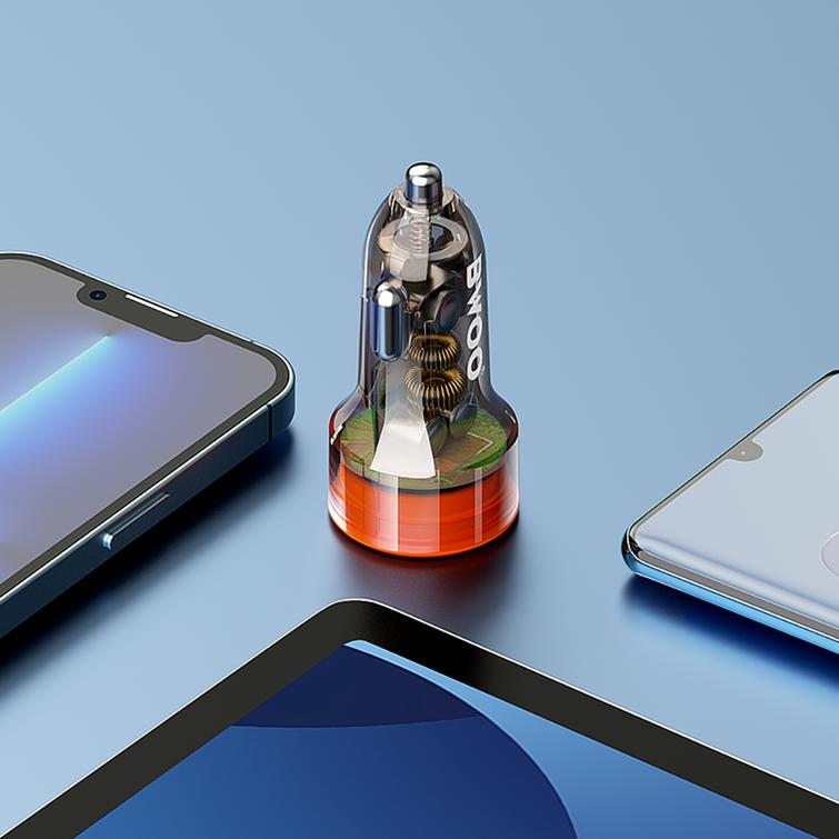 BWOO PD autolaturi 1x USB-C - USB-A -portti 38W l&auml;pin&auml;kyv&auml;