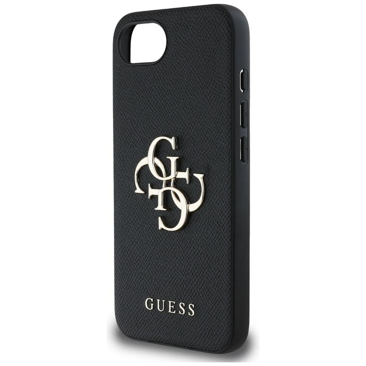 Guess HC PU Grained Big 4G and Classic Logo -kotelo iPhone 16e musta