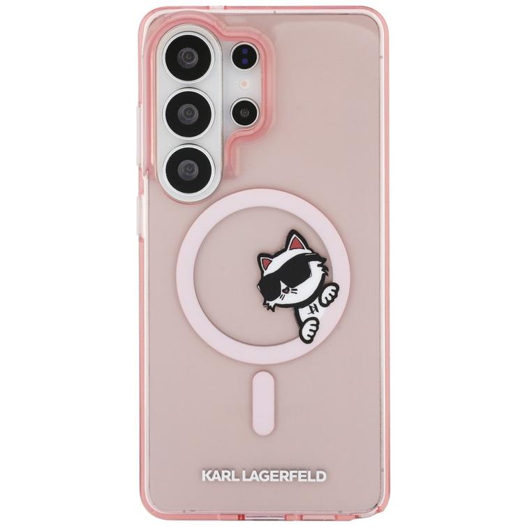 Karl Lagerfeld case IML Peekaboo Choupette MagSafe for Samsung Galaxy S26 Ultra pink