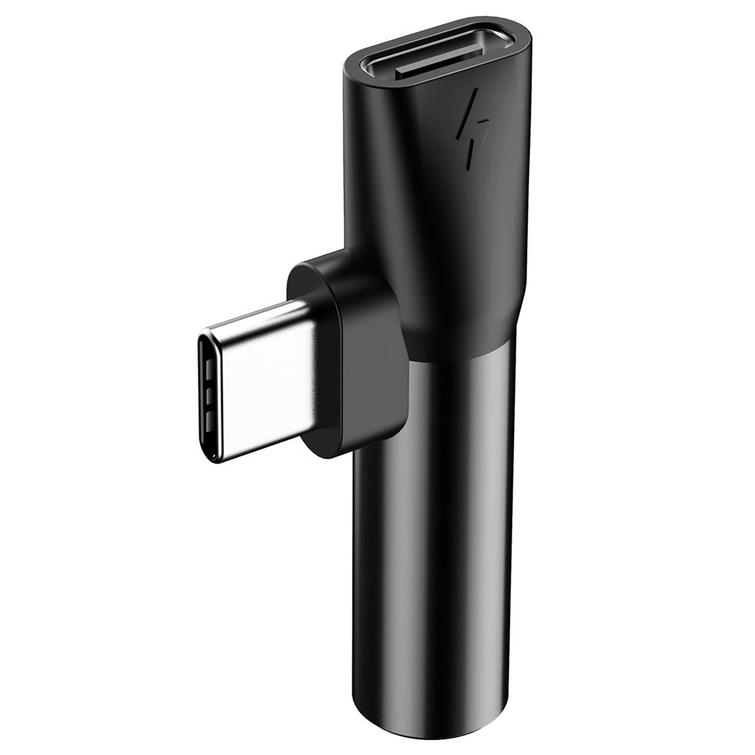 Baseus-sovitin L41 USB-C - USB-C - 3,5 mm naarasliitin, musta