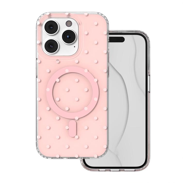 Bubble Dots Mag -suojakuori iPhone 14 Pro 6,1" -puhelimelle, pinkki