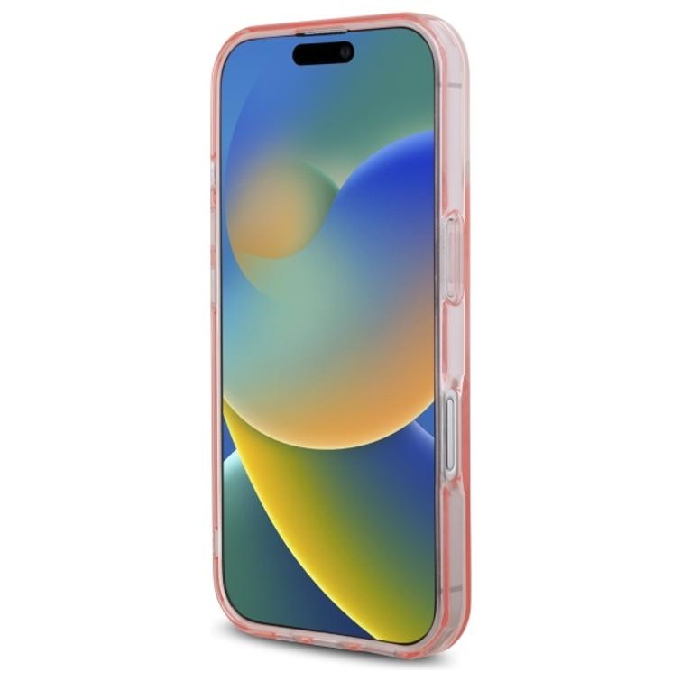 Guess HC MagSafe IML Glitter Circle -suojakuori iPhone 16 6,1":lle, pinkki