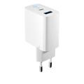 Forever TC-06-65AC GaN PD QC laturi 1x USB-C 1x USB 65W valkoinen