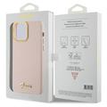 Guess iPhone 15 Pro 6,1" suojakuori GUHCP15LSMBSLP pinkki HC SILICONE SCRIPT METAL LOGO & FRAME