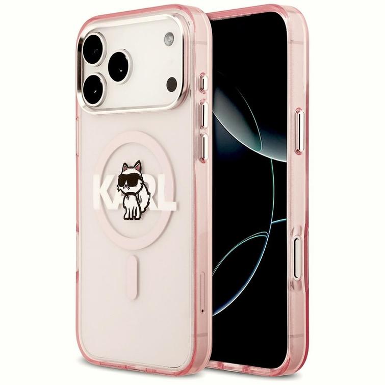 Karl Lagerfeld case for iPhone 17 Pro Max 6,9" IML Choupette Sketch Logo MagSafe pink