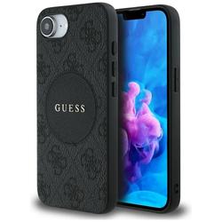 Guess HC MagSafe PU 4G Circle -suojakuori klassisella logolla iPhone 16e:lle, musta