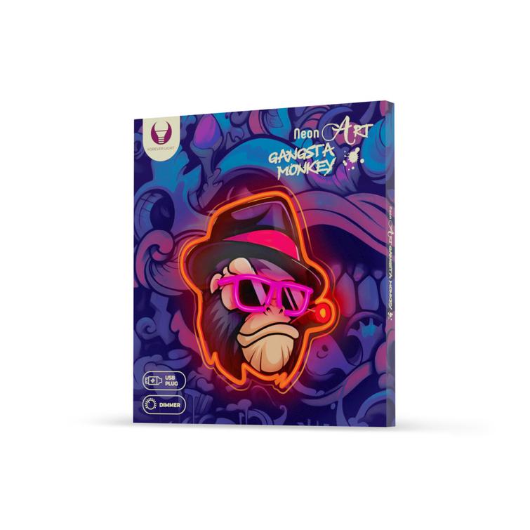 Neon ART LED GANGSTA MONKEY moniv&auml;rinen FLA03 Forever Light