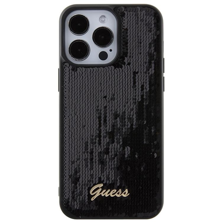 Guess case for iPhone 15 Pro Max 6,7" GUHCP15XPSFDGSK black HC Sequin Script Metal