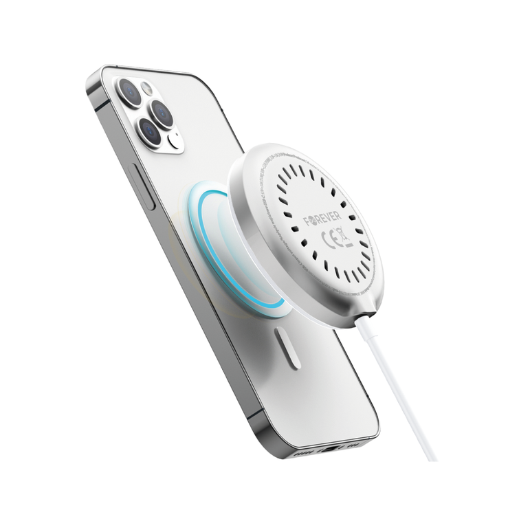 Forever MAWC-300 magneettinen langaton laturi Qi2 15W hopea