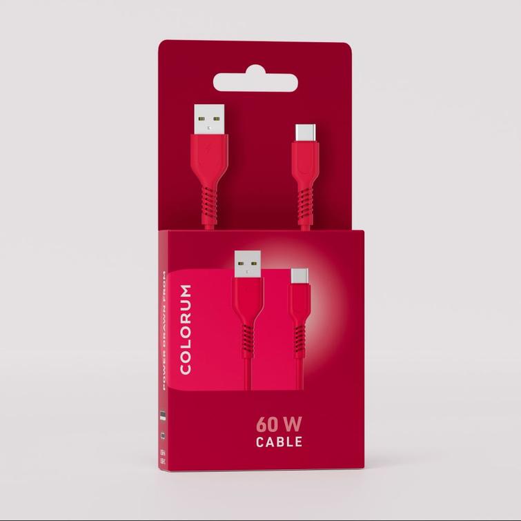 COLORUM-kaapeli USB-A - USB-C 1,8m 3A CK60-AC-02 x Magenta