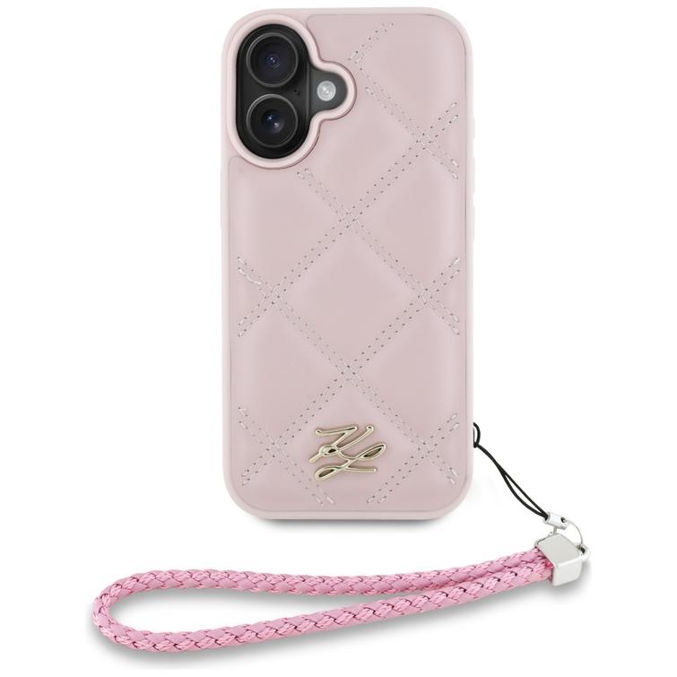 Karl Lagerfeld HC Quilted PU -suojakuori iPhone 16:lle, pinkki