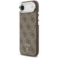 Guess Case Magsafe 4G PU-nahkakotelo kolmiologolla ja hopeisella metallisella kamerakehyksell&auml; iPhone 17 Air Brownille