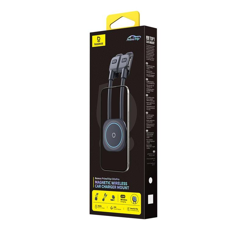 Baseus PrimeTrip C03sPro Magnetic Wireless Car Charger Mount Stick-On Type Black