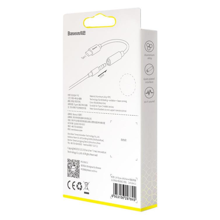Baseus-sovitin L54 USB-C - 3,5 mm liitäntä, musta