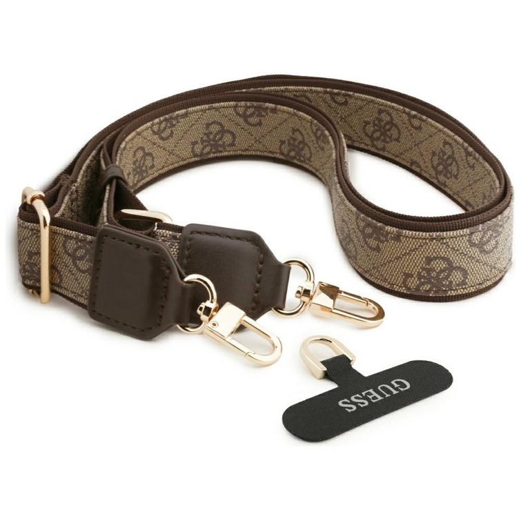 Guess 4G Strass Logo & Big Strap Metal Buttons MagSafe -kotelo iPhone Airille, ruskea