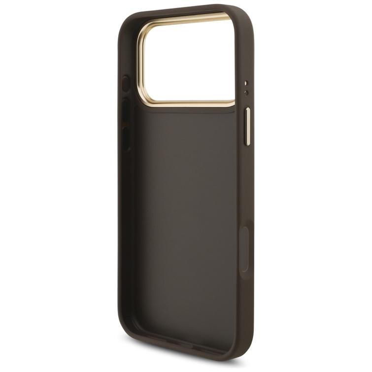 Guess 4G Big 4G Classic Logo Big Strap Metal Buttons -suojakuori iPhone 17 Pro Maxille, ruskea